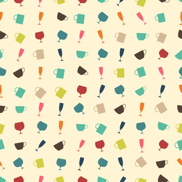 Naadloze kleurrijke achtergrond gemaakt van verschillende soorten gerechten — Stockvector