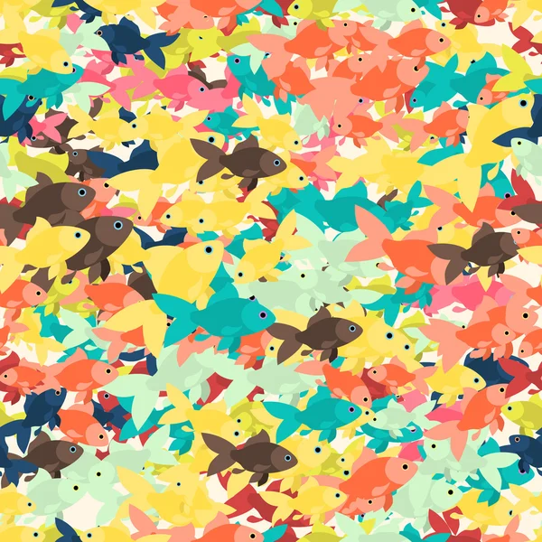 Seamless colorful background made of different goldfish — Stock Vector