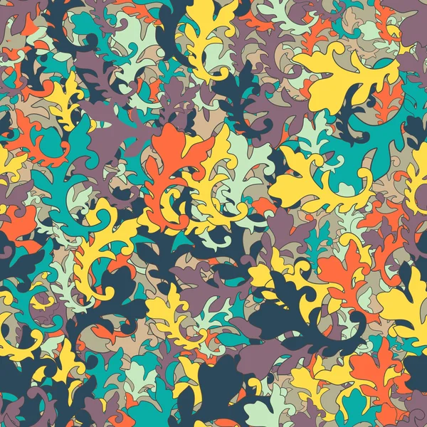 Fondo colorido sin costuras hecho de elementos barrocos abstractos — Vector de stock