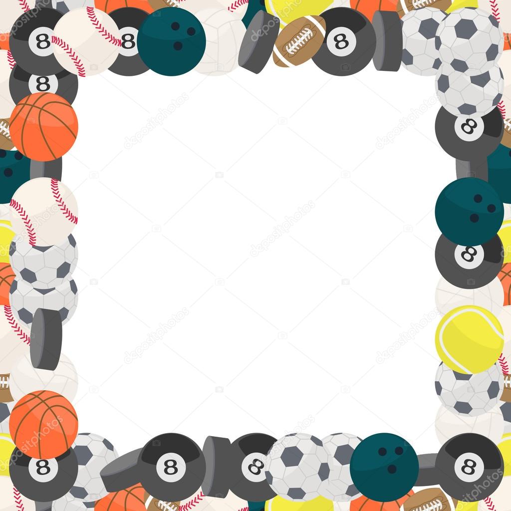 Colorful frame made of different kind of balls in flat design