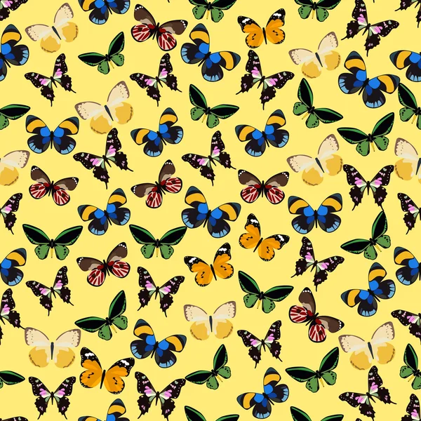 Fondo colorido sin costuras hecho de diferentes mariposas — Vector de stock