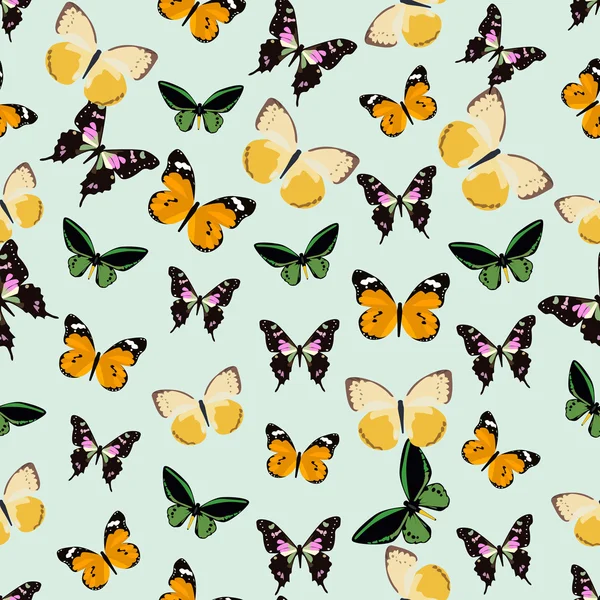 Fondo colorido sin costuras hecho de diferentes mariposas — Vector de stock