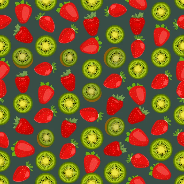 Sömlös färgstarka bakgrund av jordgubbar och kiwi — Stock vektor