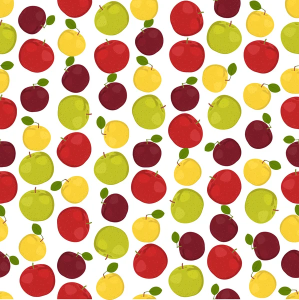 Fondo colorido sin costuras hecho de diferentes tipos de manzanas — Vector de stock