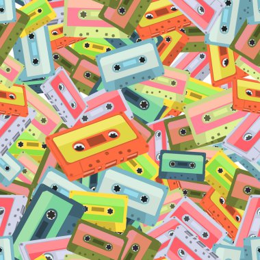 Düz tasarım ses kasetleri kesintisiz renkli arka plan yapılmış