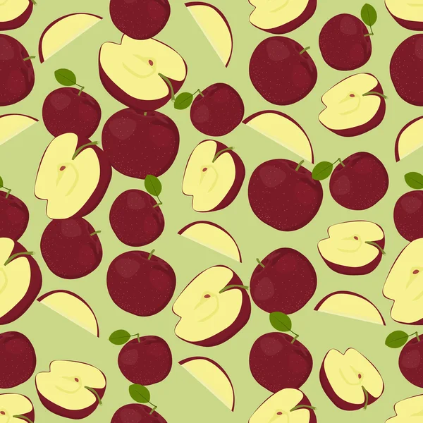 Fondo colorido sin costuras hecho de manzanas en diseño plano — Archivo Imágenes Vectoriales