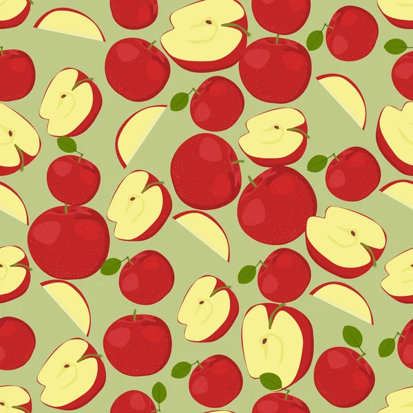Fondo colorido sin costuras hecho de manzanas en diseño plano — Vector de stock