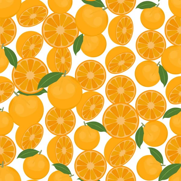 Fondo colorido inconsútil hecho de naranjas en diseño plano — Vector de stock