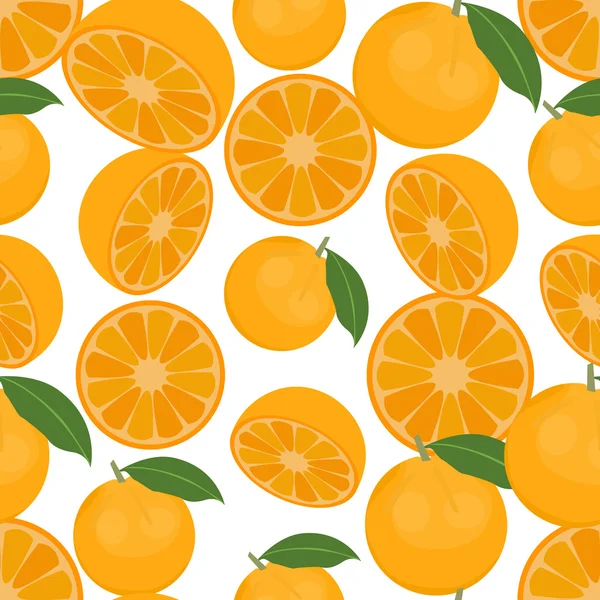 Nahtloser farbenfroher Hintergrund aus Orangen in flachem Design — Stockvektor