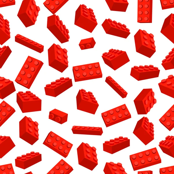Fond coloré sans couture en pièce Lego rouge — Image vectorielle