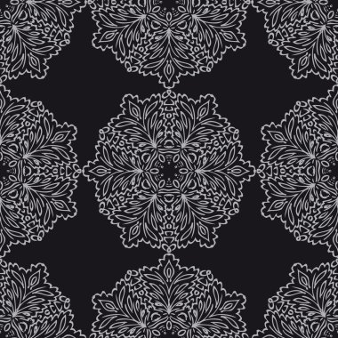 Siyah ve beyaz renklerde egzotik deseninin sorunsuz arka plan yaptı