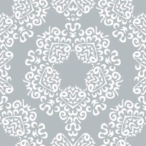 Nahtloser Hintergrund aus exotischem Muster in grauen und weißen Farben — Stockvektor