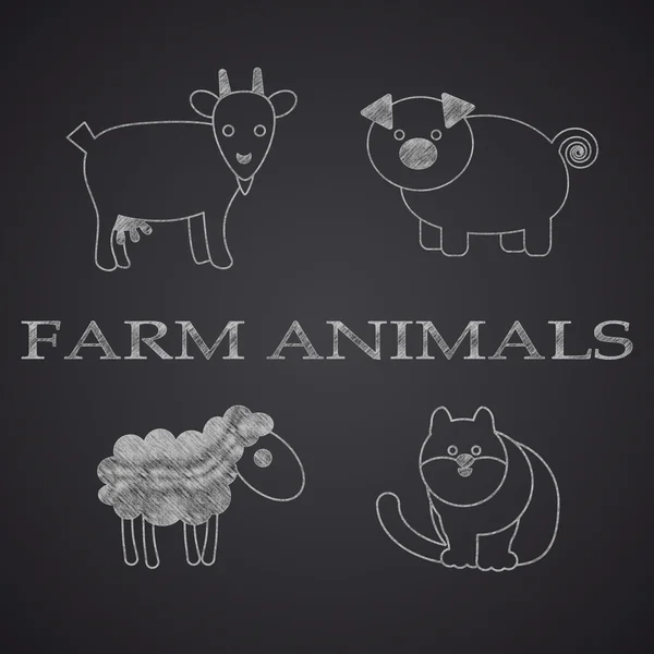 Animais de quinta desenhados em chalkboard. Parte 2 —  Vetores de Stock