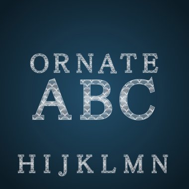 Beyaz renkli süslü alfabesi