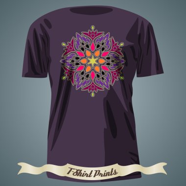 T-shirt Tasarım renkli süslü egzotik süsleme ile