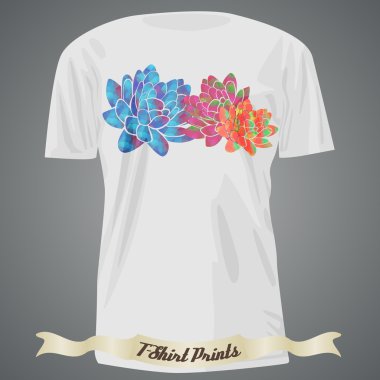 T-shirt Tasarım renkli soyut çiçekli