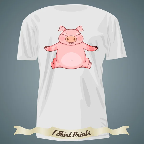 T-shirt design com desenhos animados de porco ioga — Vetor de Stock