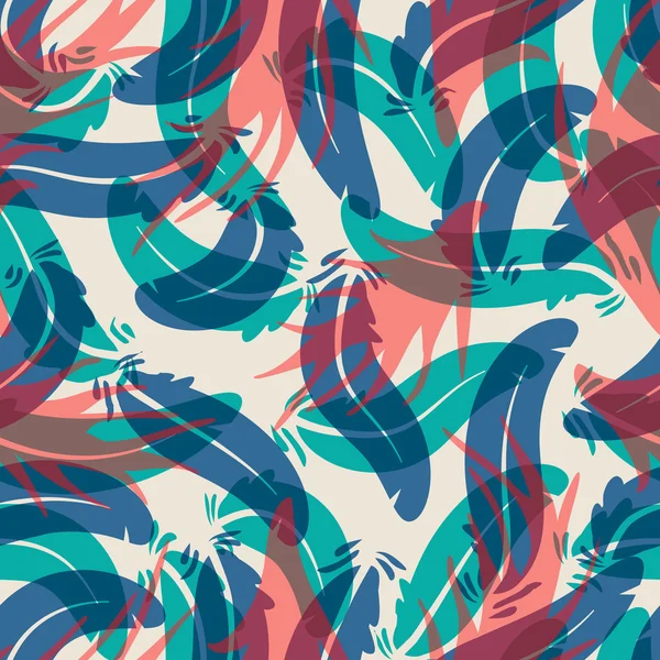 Nahtloser farbenfroher Hintergrund mit abstrakten Federn — Stockvektor