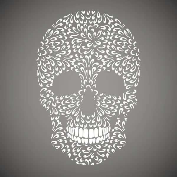 Calavera abstracta hecha de patrón mehendi blanco — Archivo Imágenes Vectoriales