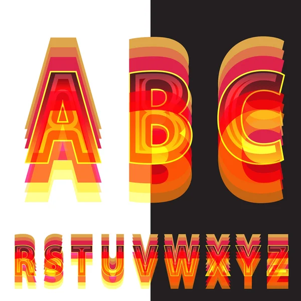 Abstract alphabet in warm colors — Stock Vector