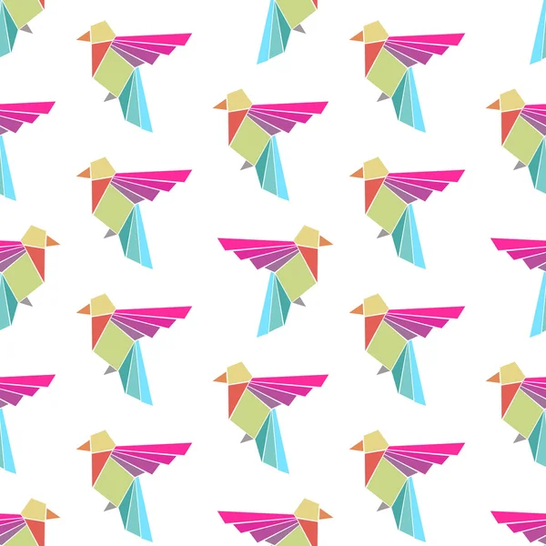 Fondo colorido inconsútil hecho de aves triangulares — Vector de stock