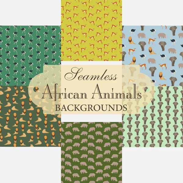 Colección de fondos sin costura sobre el tema del anima africano — Archivo Imágenes Vectoriales