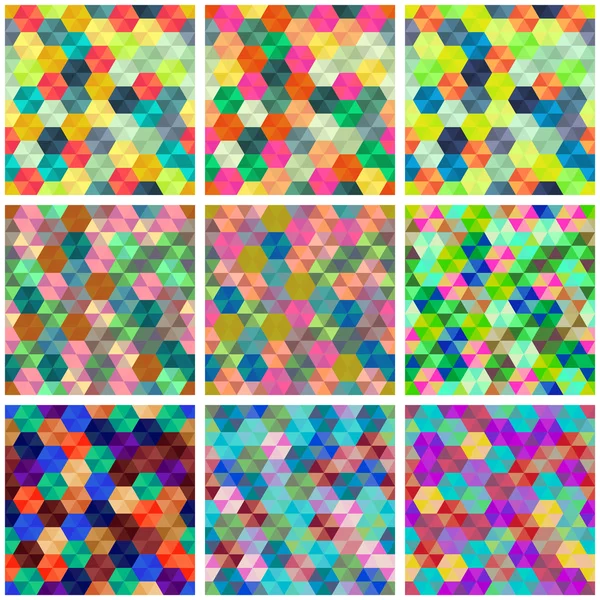 Collection of seamless  colorful backgrounds with hexagons — Stock Vector