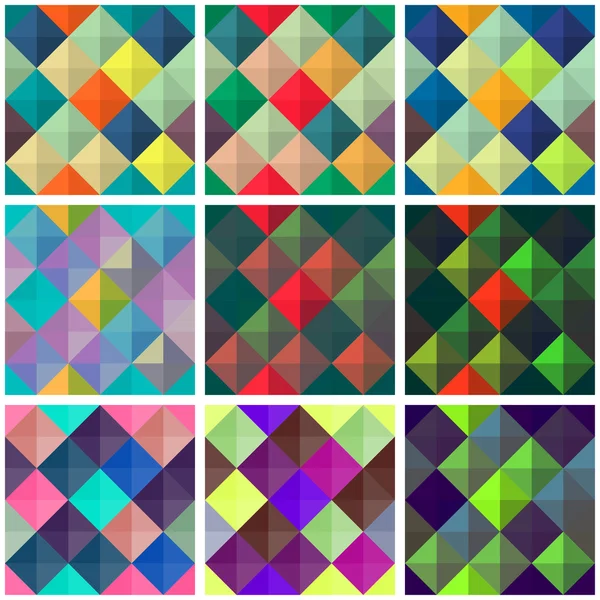 Collection of seamless colorful backgrounds with squares — Stock Vector
