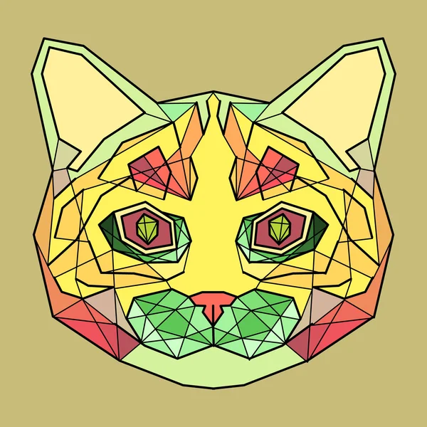 Kolorowe głowy kota streszczenie w liniowej projekt graficzny — Wektor stockowy