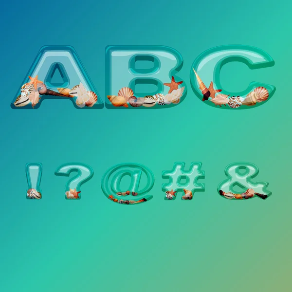 Symboles verre stylisé rempli de coquillages — Image vectorielle