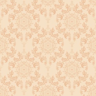 Arka planda kusursuz dekoratif süs. Arka planda çiçek süsü var. Duvar kağıdı deseni