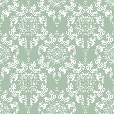 Arka planda kusursuz dekoratif süs. Arka planda çiçek süsü var. Duvar kağıdı deseni