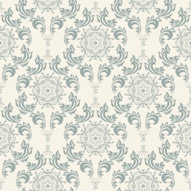 Arka planda kusursuz dekoratif süs. Arka planda çiçek süsü var. Duvar kağıdı deseni