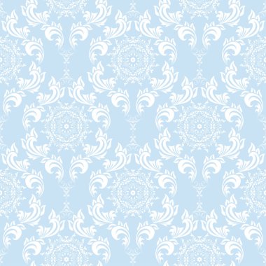 Arka planda kusursuz dekoratif süs. Arka planda çiçek süsü var. Duvar kağıdı deseni