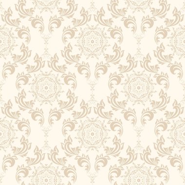 Arka planda kusursuz dekoratif süs. Arka planda çiçek süsü var. Duvar kağıdı deseni