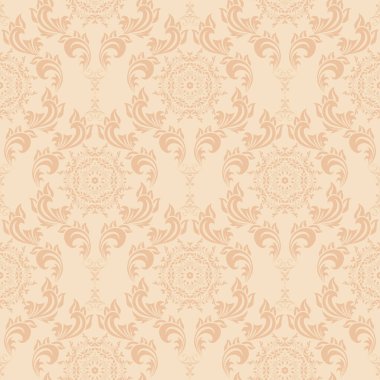 Arka planda kusursuz dekoratif süs. Arka planda çiçek süsü var. Duvar kağıdı deseni