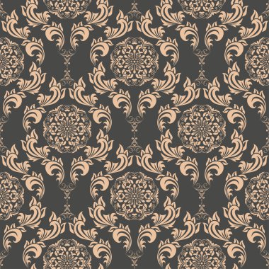 Arka planda kusursuz bir süs. Arka planda çiçek süsü var. Duvar kağıdı deseni