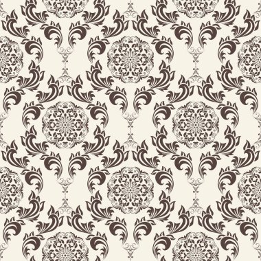 Arka planda kusursuz bir süs. Arka planda çiçek süsü var. Duvar kağıdı deseni