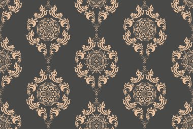 Arka planda kusursuz bir süs. Arka planda çiçek süsü var. Duvar kağıdı deseni. İç tasarımınız için şablon