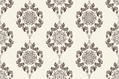 Arka planda kusursuz bir süs. Arka planda çiçek süsü var. Duvar kağıdı deseni. İç tasarımınız için şablon