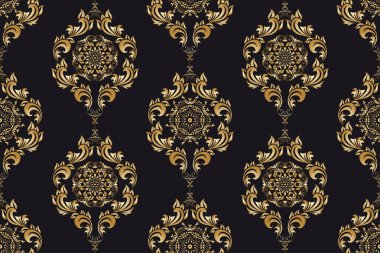 Arka planda kusursuz bir süs. Arka planda çiçek süsü var. Duvar kağıdı deseni. İç tasarımınız için şablon