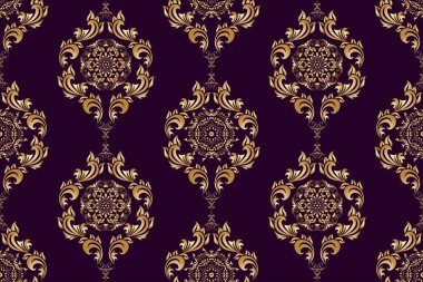 Arka planda kusursuz bir süs. Arka planda çiçek süsü var. Duvar kağıdı deseni. İç tasarımınız için şablon