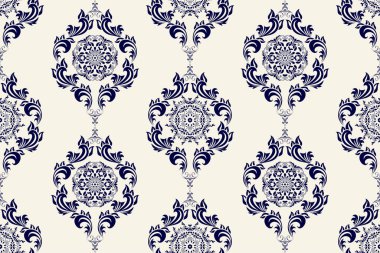 Arka planda kusursuz bir süs. Arka planda çiçek süsü var. Duvar kağıdı deseni. İç tasarımınız için şablon