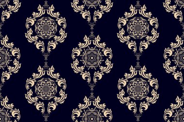 Arka planda kusursuz bir süs. Arka planda çiçek süsü var. Duvar kağıdı deseni. İç tasarımınız için şablon