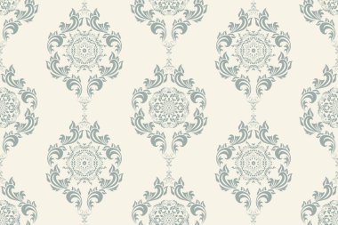 Arka planda kusursuz bir süs. Arka planda çiçek süsü var. Duvar kağıdı deseni. İç tasarımınız için şablon