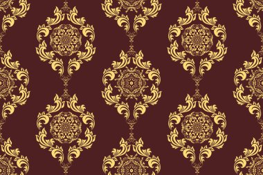 Arka planda kusursuz bir süs. Arka planda çiçek süsü var. Duvar kağıdı deseni. İç tasarımınız için şablon