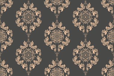 Arka planda kusursuz bir süs. Arka planda çiçek süsü var. Duvar kağıdı deseni. İç tasarımınız için şablon