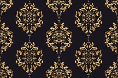 Arka planda kusursuz bir süs. Arka planda çiçek süsü var. Duvar kağıdı deseni. İç tasarımınız için şablon