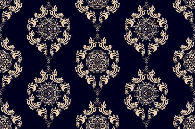 Arka planda kusursuz bir süs. Arka planda çiçek süsü var. Duvar kağıdı deseni. İç tasarımınız için şablon