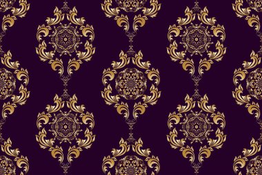 Arka planda kusursuz bir süs. Arka planda çiçek süsü var. Duvar kağıdı deseni. İç tasarımınız için şablon